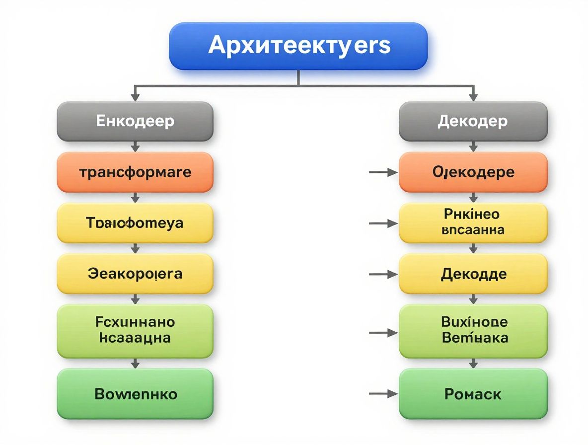 Схема работы большой языковой модели от входного текста до генерации ответа с визуализацией токенов и эмбеддингов