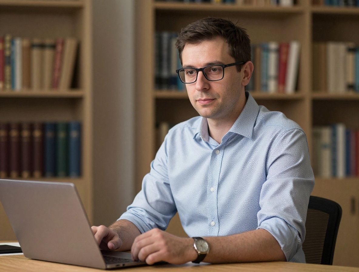 Дмитрий Орлов, старший аналитик рынка труда в сфере технологий, мужчина в очках с ноутбуком